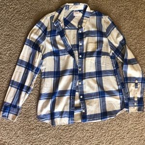 J Crew Blue and White Flannel